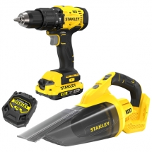 Stanley  SFMCD712B + SFMCVH001B - Masina de gaurit si insurubat cu percutie, 55 Nm + Aspirator auto/de mana + Set 1 acumulator si 