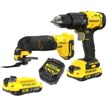 Stanley  SFMCD712B + SFMCE500B - Masina de gaurit si insurubat cu percutie, 55 Nm + Multicutter + Set 1 acumulator si incarcator, 