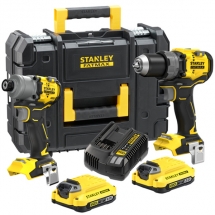 Stanley  SFMCD726B + SFMCF830B - Masina de gaurit si insurubat cu percutie, 80 Nm + Masina de insurubat cu impact, 203 Nm + Set 2 