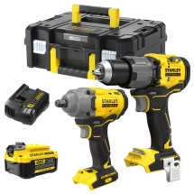Stanley  SFMCD726B + SFMCF920B - Masina de gaurit si insurubat cu percutie, 80 Nm + Masina de insurubat cu impact, patrat 1/2 inch