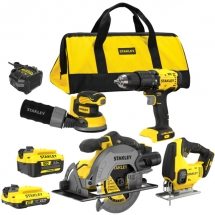 Stanley  SFMCK402MDS - Masina de gaurit si insurubat cu percutie, 55 Nm + Fierastrau pendular + Fierastrau circular, 165x16 mm + S