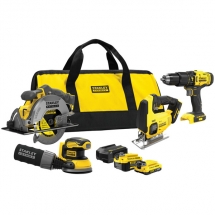 Stanley  SFMCK412MDS - Set 4 scule cu 2 acumulatori si incarcator, Li-Ion, 18 V, 2/4 Ah + geanta textila