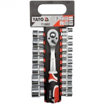 Yato  YT-38682 - Set capete chei tubulare, 8-32  mm, patrat 1/2 inch, 19 bucati