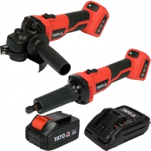 Yato  YT-828293 + YT-82824 - Polizor unghiular, 125 mm + Polizor drept, 6 mm + Set 1 acumulator si incarcator, Li-Ion, 18 V, 4 Ah,