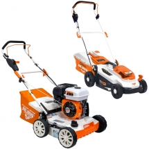 Ruris  RXH999 + RXI3324e - Scarificator cu motor pe benzina, 4 timpi, 5.3 CP, 40 cm + Masina de tuns iarba cu 1 acumulator, Li-Ion