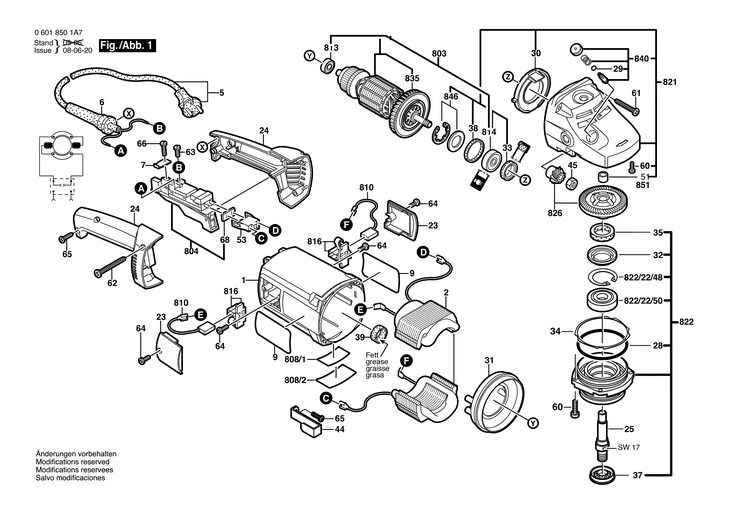 POLIZOR UNGHIULAR  (06018501A7)  GWS 20230 / 240 V /AUS