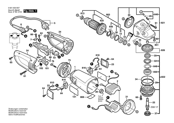 POLIZOR UNGHIULAR  (0601856B37)  GWS 26230 BV / 240 V /AUS