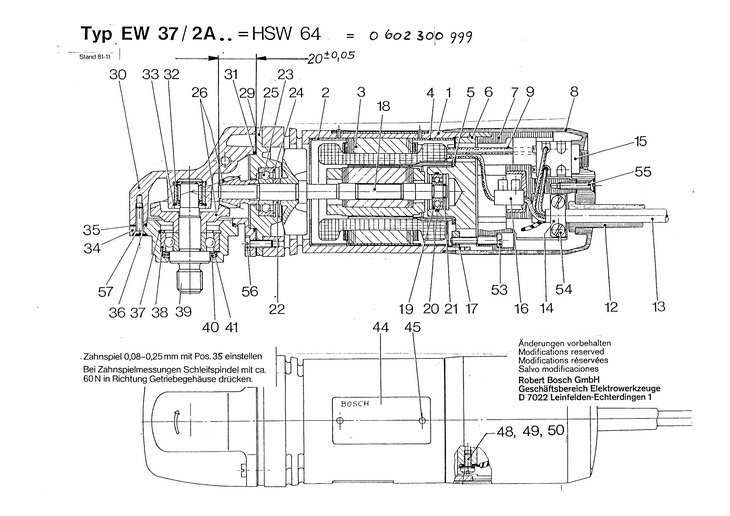 POLIZOR UNGHIULAR HF  (0602300999)  HSW 64 / 0 V /