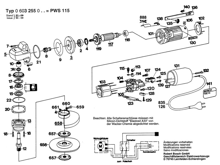 POLIZOR UNGHIULAR  (0603255003)  PWS 115 / 220 V /EU