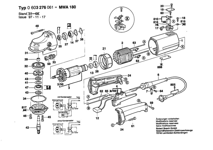 POLIZOR UNGHIULAR HF  (0603276061)  PWS 12180 / 220 V /CH