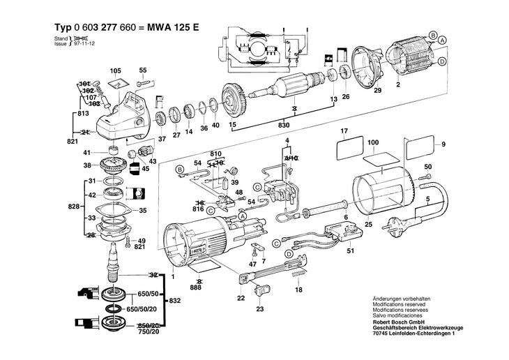 POLIZOR UNGHIULAR HW  (0603277660)  PWS 7125 E / 220 V /CH