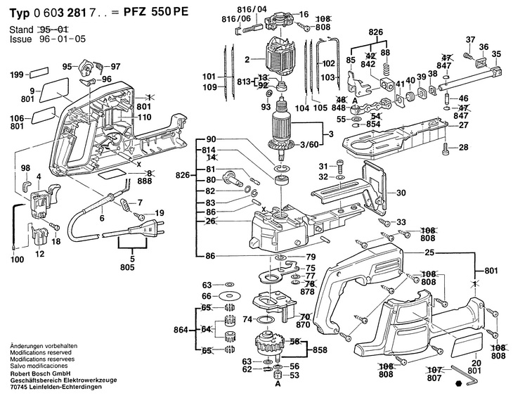 FERASTRAU COADA (DE) VULPE  0 603 281 703  PFZ 550 PE / 220 V /EU