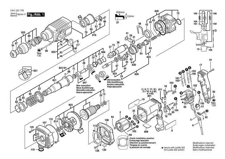 CIOCAN ROTOPERCUTOR  (0611221778)  DD 523 DE / 240 V /AUS