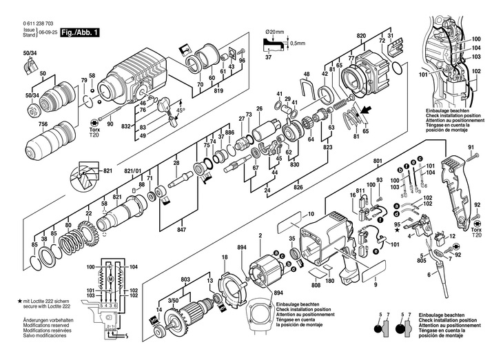 CIOCAN ROTOPERCUTOR  (0611238703)  GBH 224 DFR / 230 V /EU