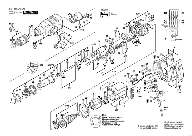 CIOCAN ROTOPERCUTOR  (0611238A76)  DD 525 / 230 V /EU