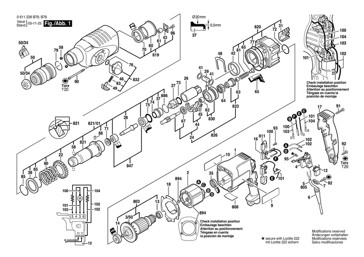 CIOCAN ROTOPERCUTOR  (0611238B76)  DD 521 / 230 V /EU