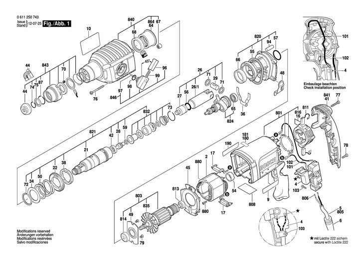CIOCAN ROTOPERCUTOR  (0611250743)  GBH 222 RE / 230 V /CN