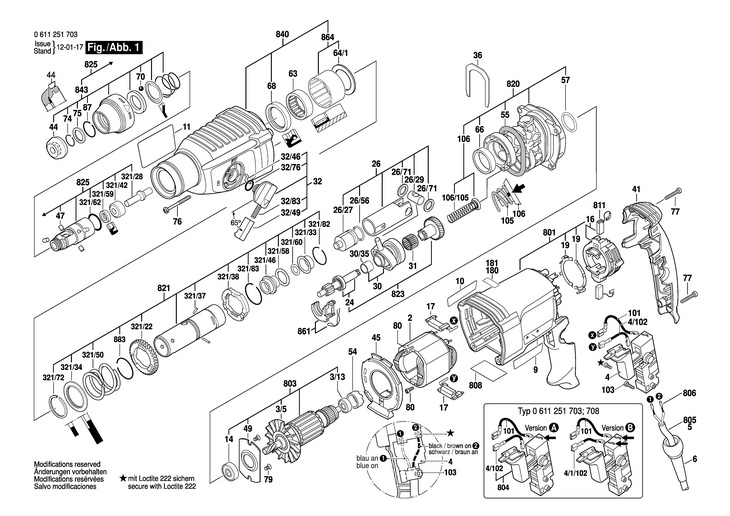 CIOCAN ROTOPERCUTOR  (0611251703)  GBH 226 RE / 230 V /EU