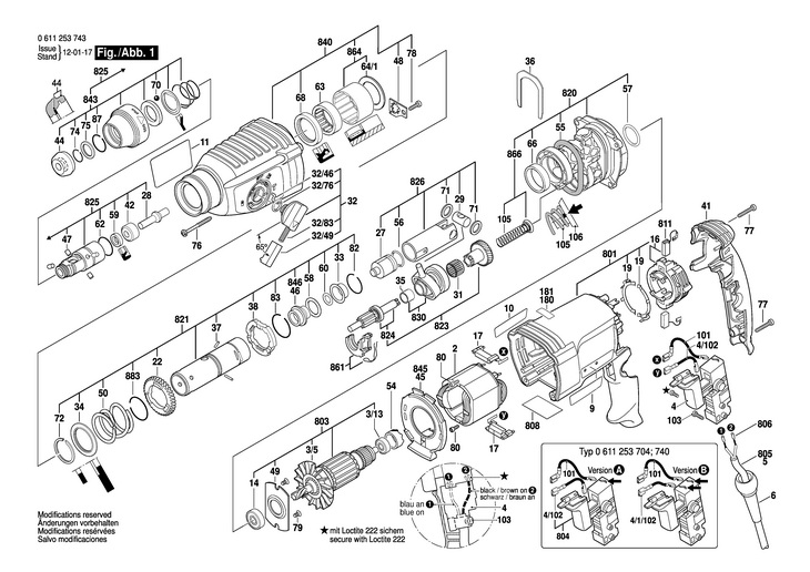 CIOCAN ROTOPERCUTOR  (0611253743)  GBH 226 DRE / 230 V /CN