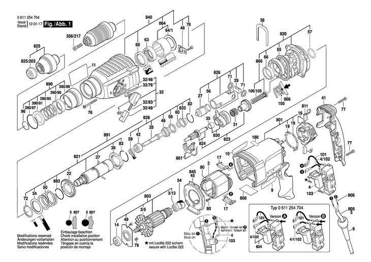 CIOCAN ROTOPERCUTOR  (0611254704)  GBH 226 DFR / 220 V /RI