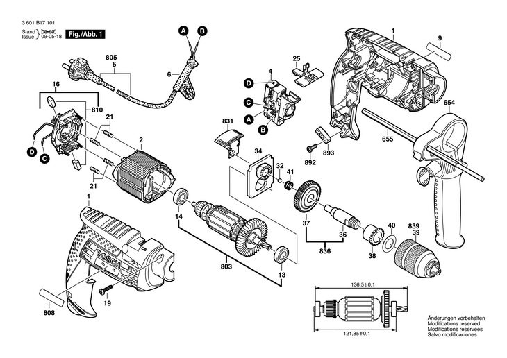 MASINA DE GAURIT PERCUTIE  (3601B17101)  GSB 13 RE / 230 V /EU