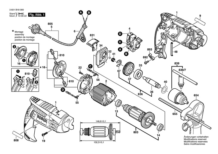 MASINA DE GAURIT PERCUTIE  (3601B18080)  GSB 16 / 230 V /CN