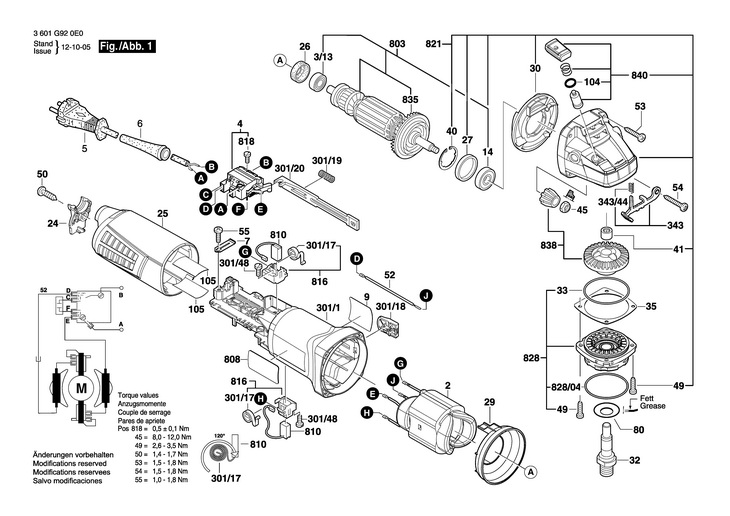 POLIZOR UNGHIULAR  (3601G920E0)  GWS 11125 / 220 V /BR