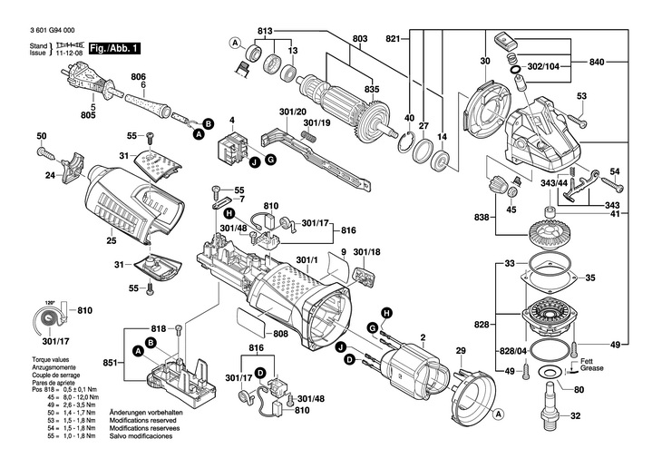 POLIZOR UNGHIULAR  (3601G94000)  GWS 12125 CIE / 230 V /EU