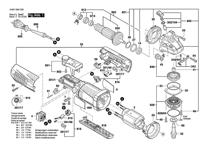 POLIZOR UNGHIULAR  (3601G94200)  GWS 12125 CIEP / 230 V /EU