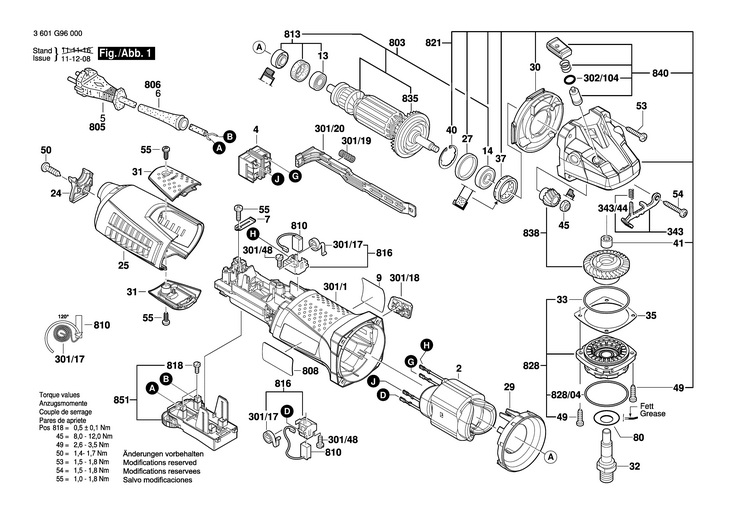 POLIZOR UNGHIULAR  (3601G96000)  GWS 15125 CIE / 230 V /EU
