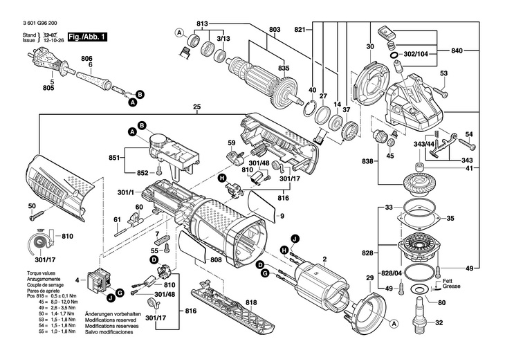 POLIZOR UNGHIULAR  (3601G96200)  GWS 15125 CIEP / 230 V /EU