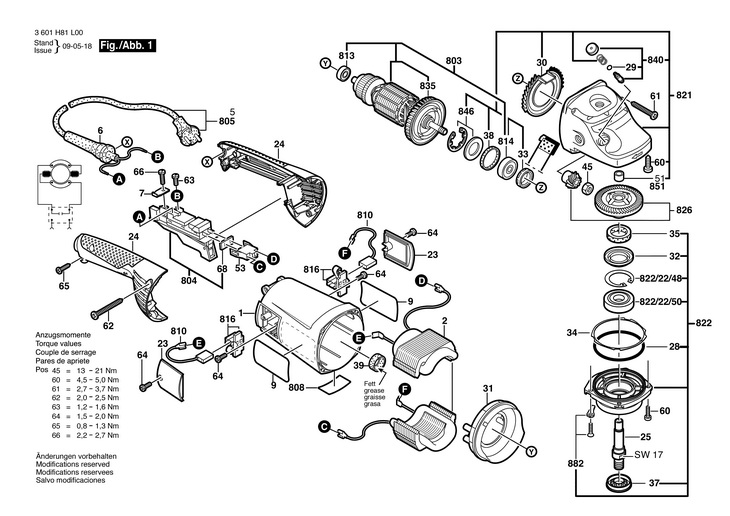 POLIZOR UNGHIULAR  (3601H81L00)  GWS 22180 H / 230 V /EU