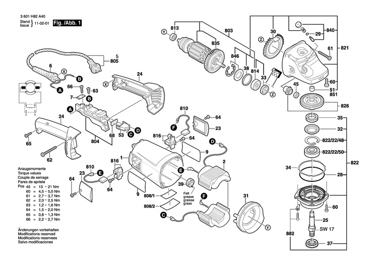 POLIZOR UNGHIULAR  (3601H82A40)  GWS 22 / 240 V /AUS