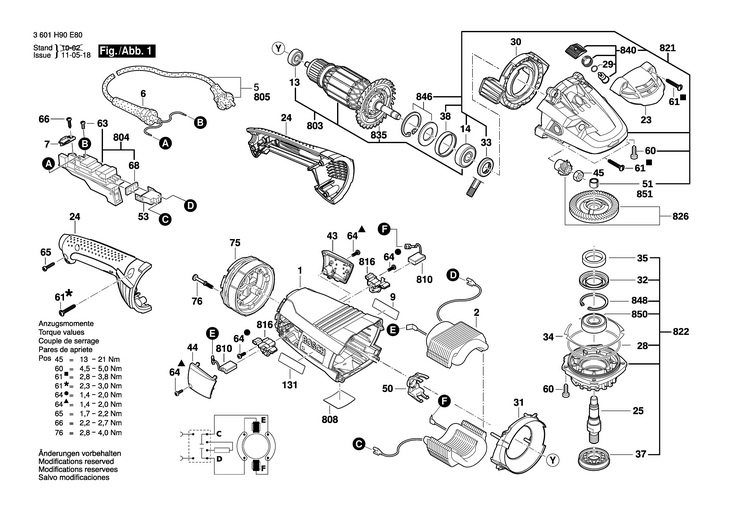 POLIZOR UNGHIULAR  (3601H90E80)  GWS 22180 LV / 230 V /CN