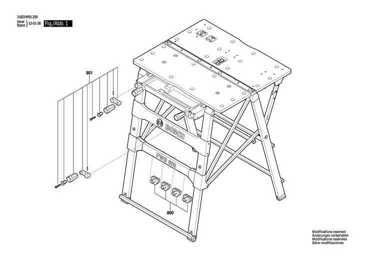 MASA DE LUCRU  (3603M05200)  PWB 600 / 0 V /EU