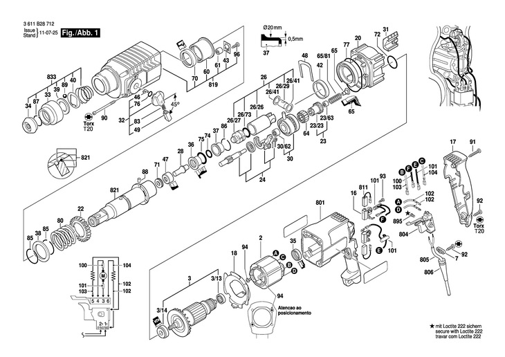 CIOCAN ROTOPERCUTOR  (3611B28712)  GBH 224 DSR / 127 V /BR