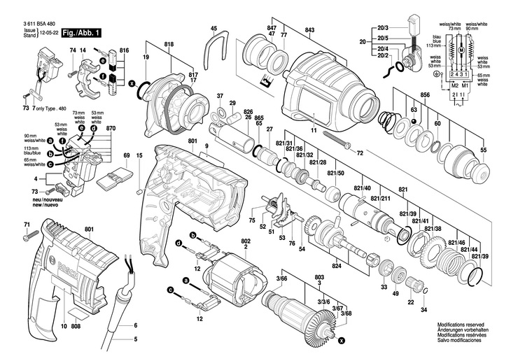 CIOCAN ROTOPERCUTOR  (3611B5A480)  GBH 220 DRE / 220 V /CN