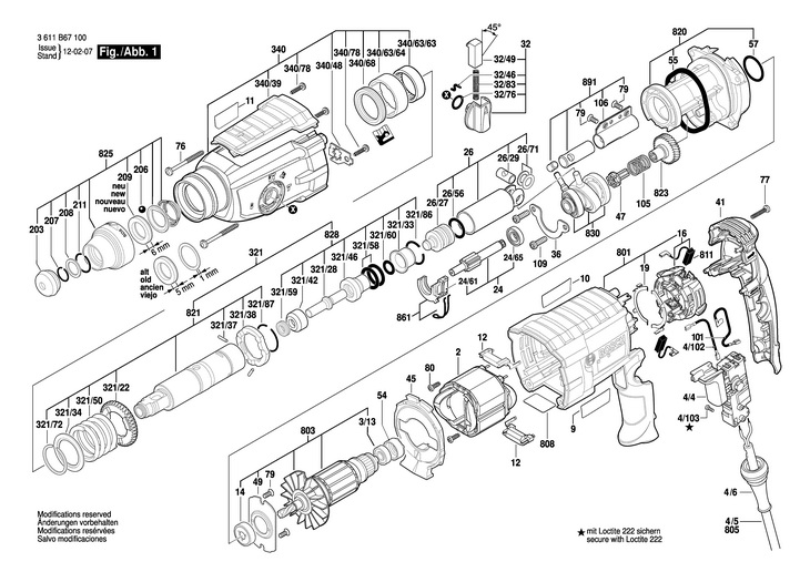 CIOCAN ROTOPERCUTOR  (3611B67100)  GBH 228 DV / 230 V /EU
