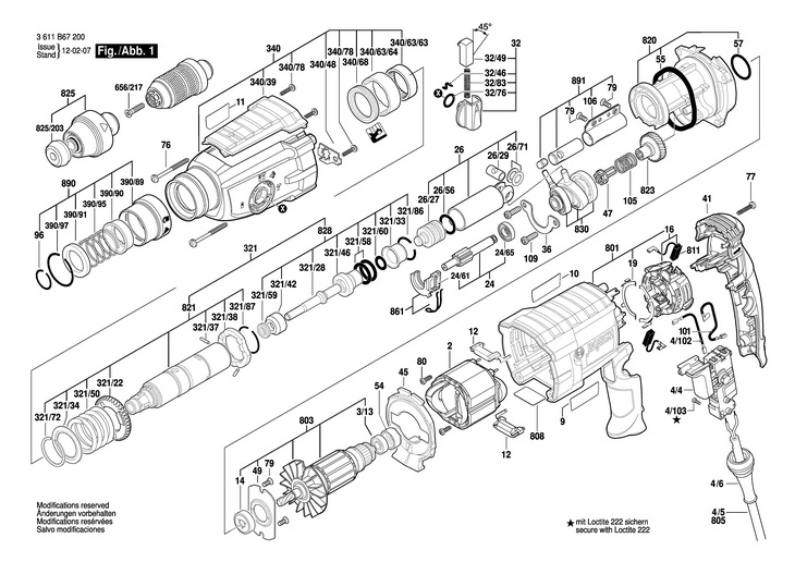 CIOCAN ROTOPERCUTOR  (3611B67200)  GBH 228 DFV / 230 V /EU