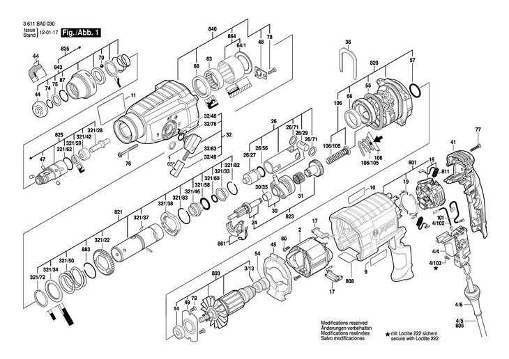 CIOCAN ROTOPERCUTOR  (3611BA0030)  GBH 224D / 230 V /CH