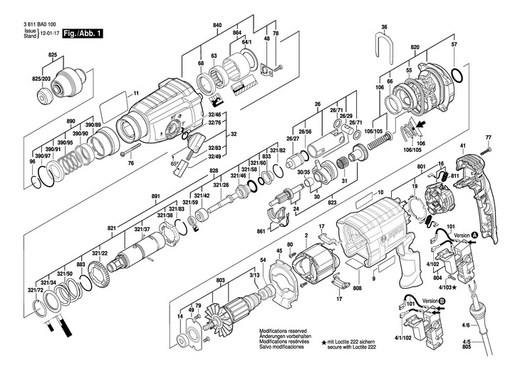 CIOCAN ROTOPERCUTOR  (3611BA0100)  GBH 224DF / 230 V /EU