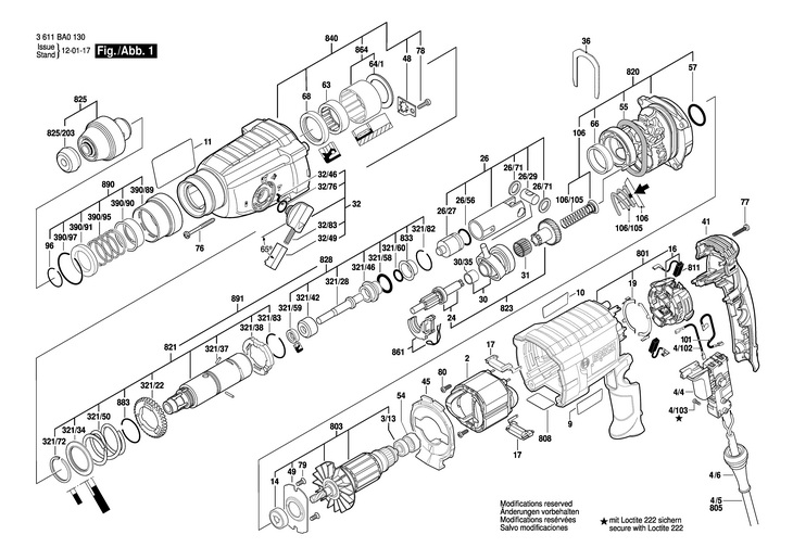 CIOCAN ROTOPERCUTOR  (3611BA0130)  GBH 224DF / 230 V /CH