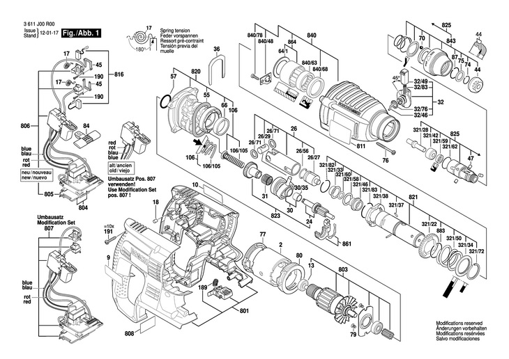 CIOCAN ROTOPERCUTOR  (3611J00R00)  GBH 36 VLI / 36 V /EU