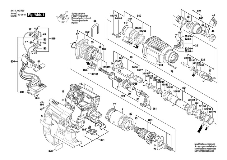 CIOCAN ROTOPERCUTOR ACU  (3611J00R80)  GBH 36 VLI / 36 V /CN