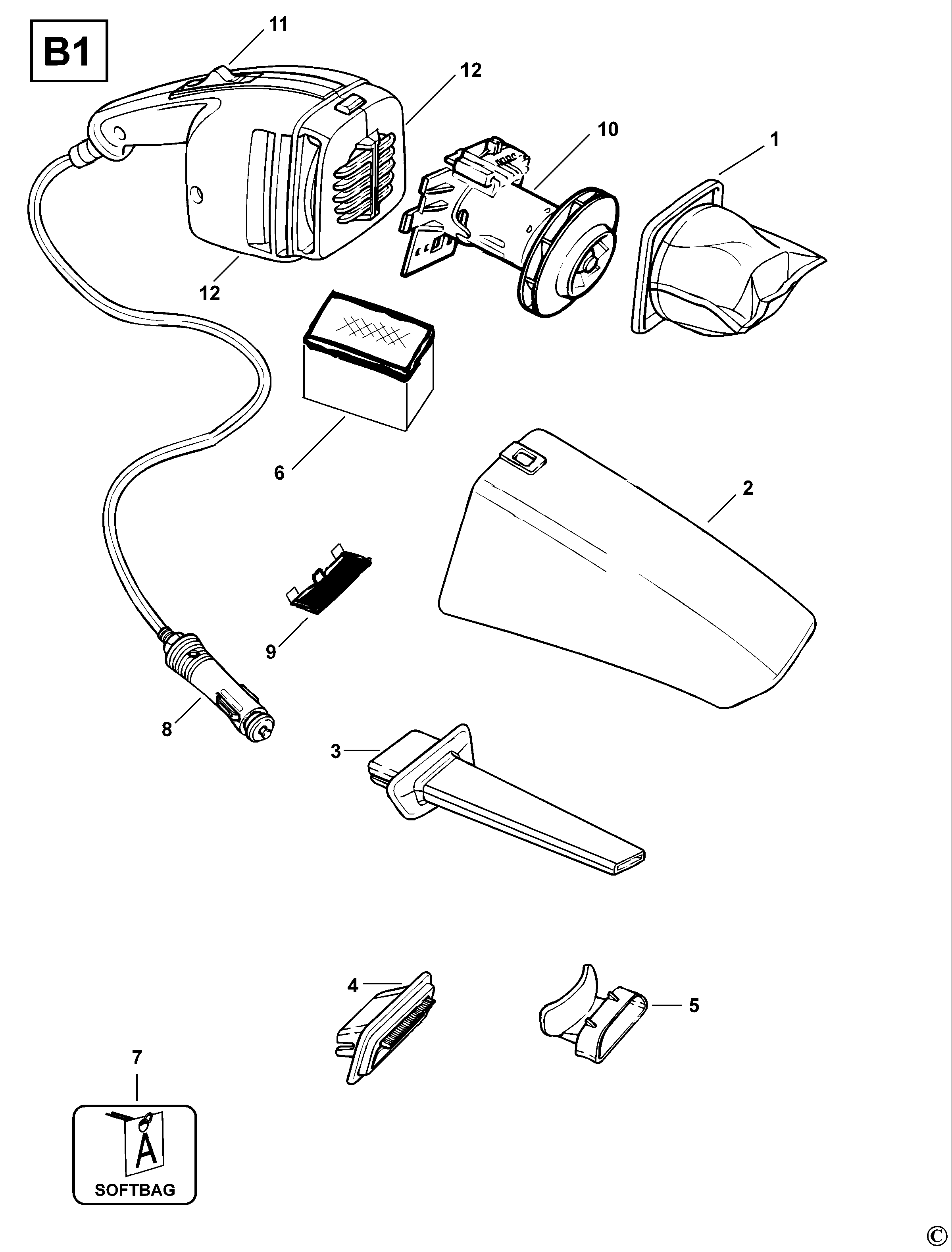 ASPIRATOR AUTO BLACK+DECKER CC5000----B Type 1