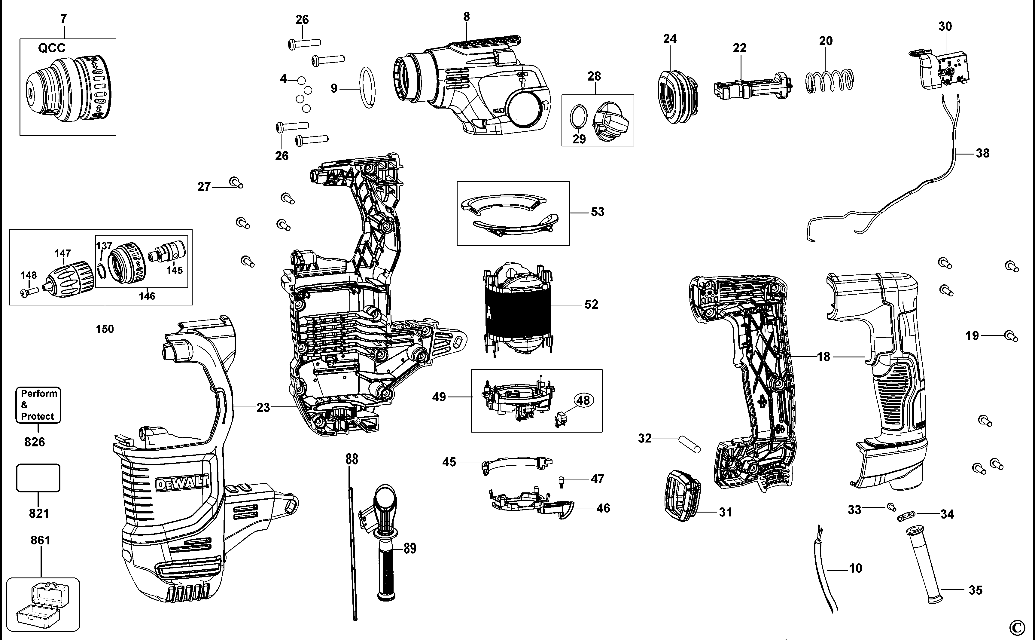 MASINA DE GAURIT CU PERCUTIE DEWALT D25334K Type 1