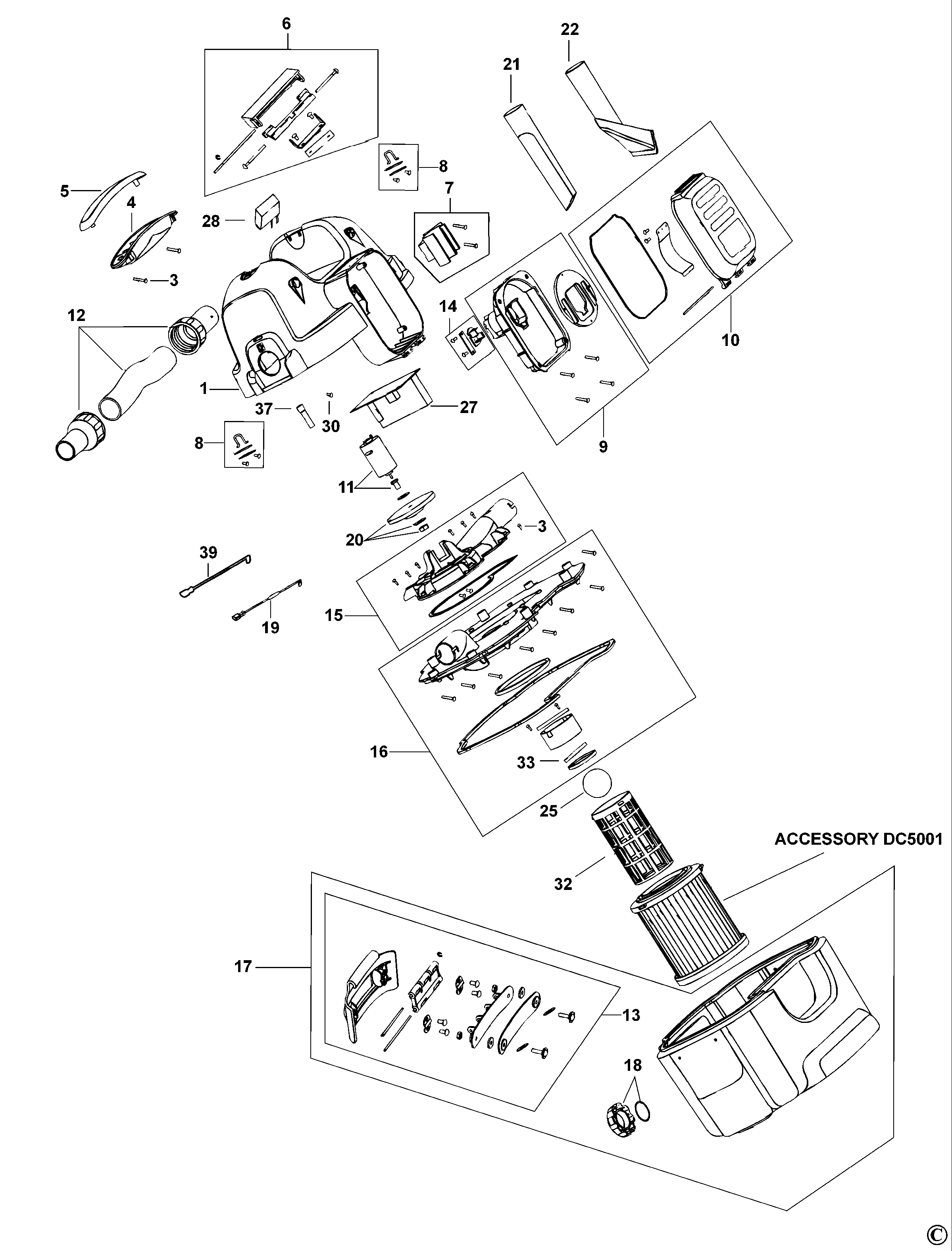 EXTRACTOR VID DEWALT DC500N Type 1