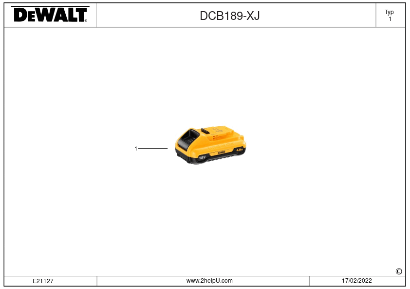 BATERIE DEWALT DCB189 Type 1