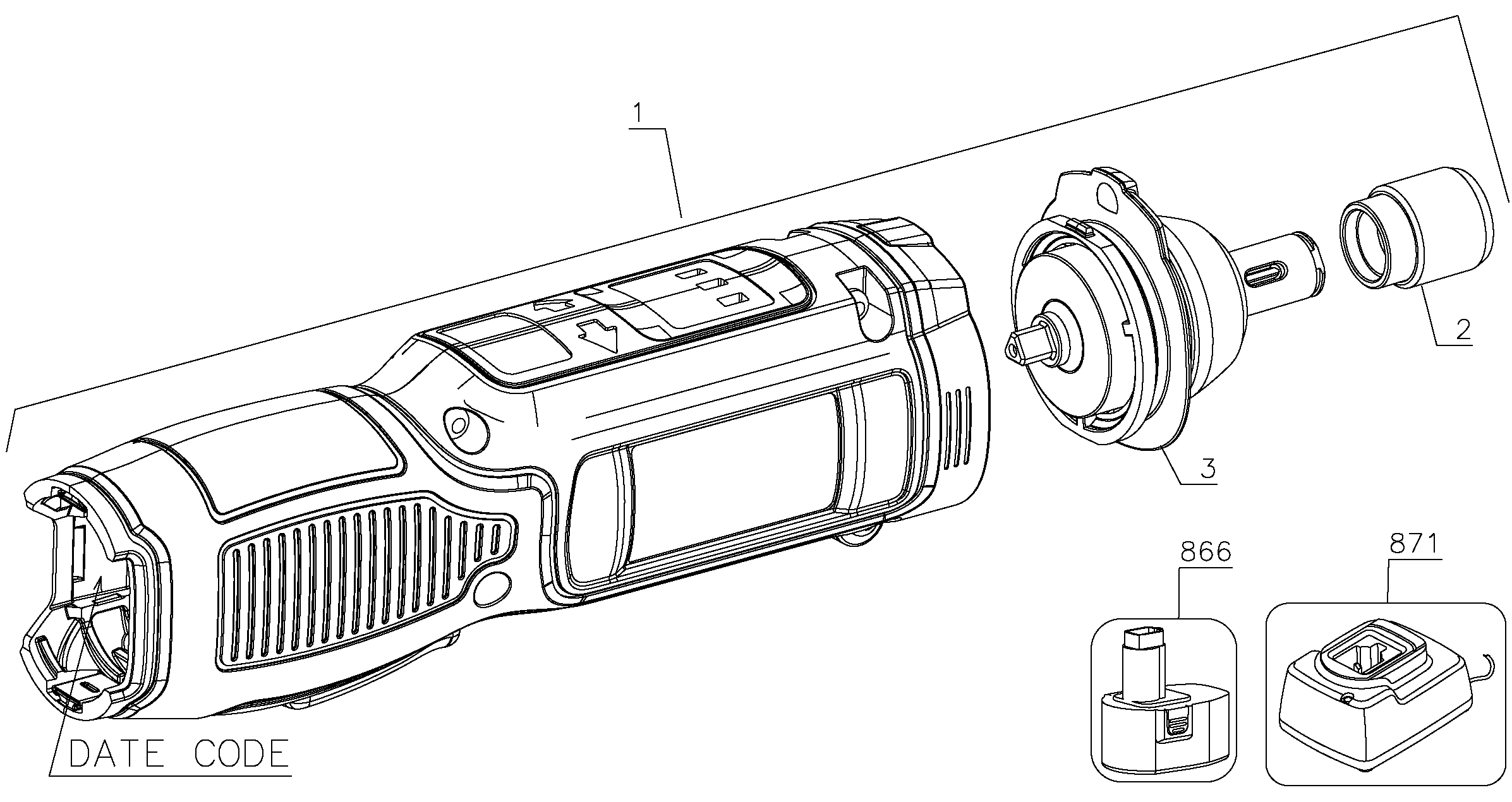 7.2V INLINE MOTION ACTIVA DEWALT DCF682G1 Type 1