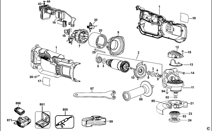 DCG422  SMALL ANGLE GRINDER  Type 1